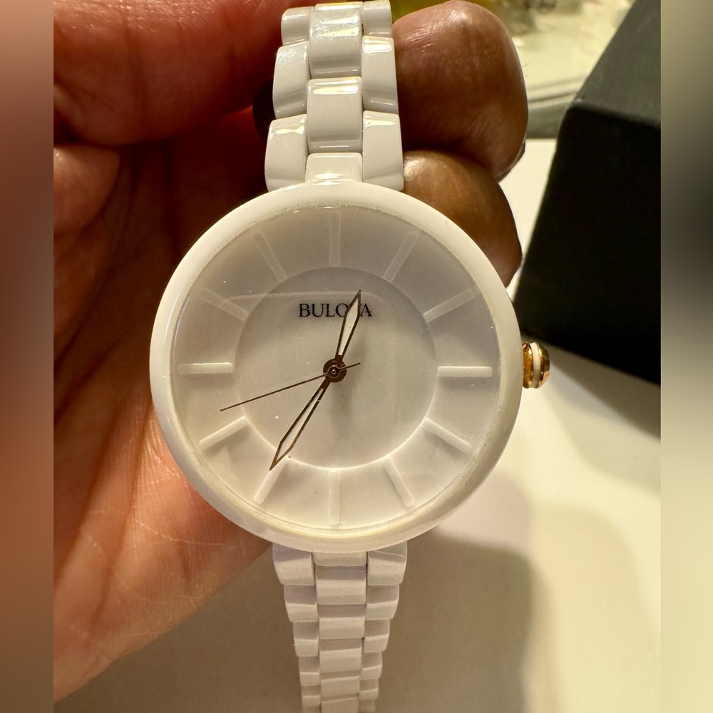Bulova white ceramic bracelet watch